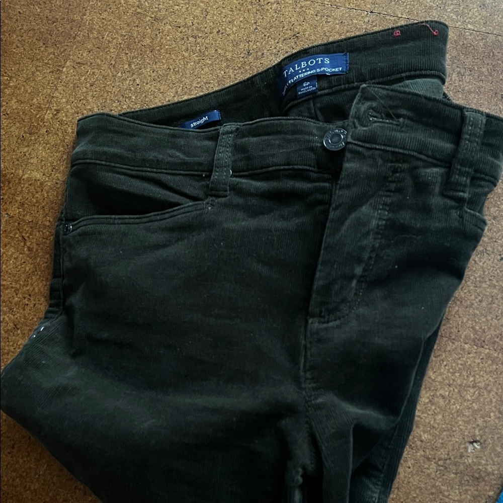 Talbots Dark Olive Corduroy Pants